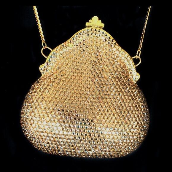 Gold crystal rhinestone mini sparkle evening bag - Picture 1 of 14
